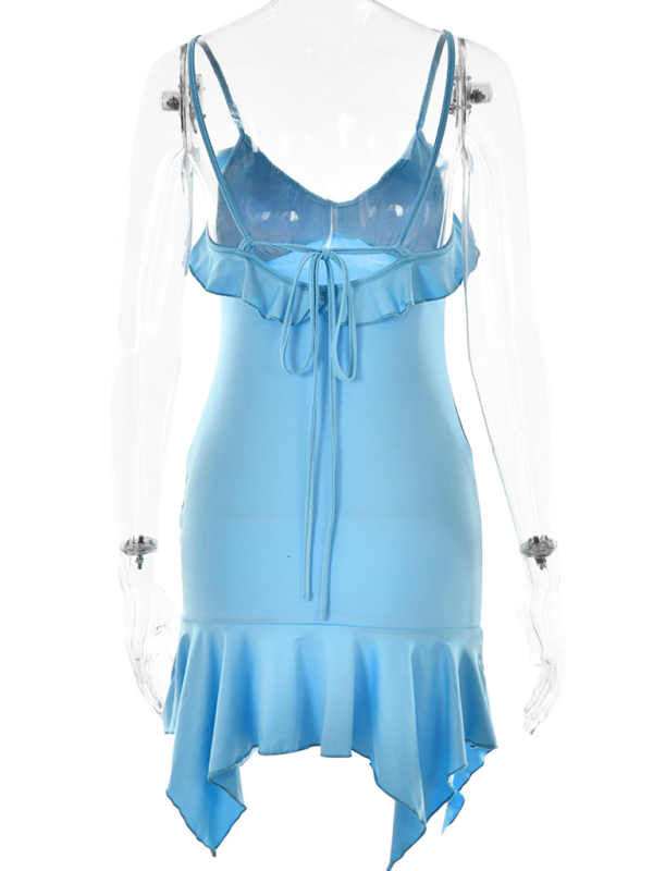 Blue Zone Planet | Suspender V-neck dress new sexy hot girl high waist backpack hip skirt-TOPS / DRESSES-[Adult]-[Female]-2022 Online Blue Zone Planet