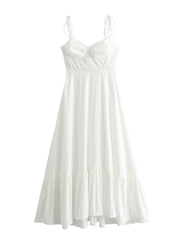 layered white maxi dress Oceana Layered Ruffle Maxi Dress White XS