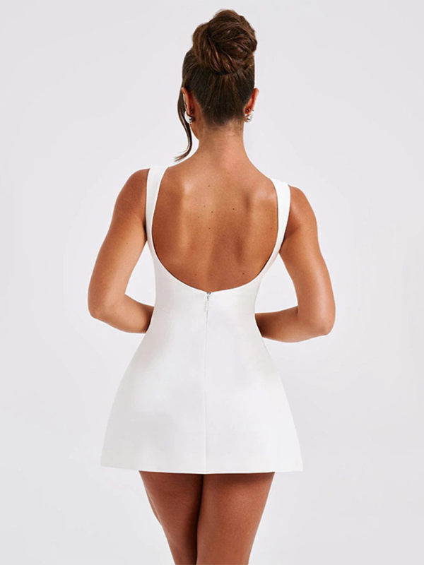 backless tank dress SHEIN VCAY Women's Summer Backless Bodycon Romantic Vacation Printed Long Tank Dress