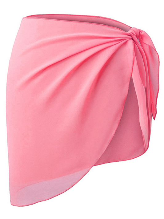 Women's Bikini Cover Up Shirt Beach Wrap Dress Chiffon Skirt Apron-[Adult]-[Female]-Pink-FREESIZE-2022 Online Blue Zone Planet