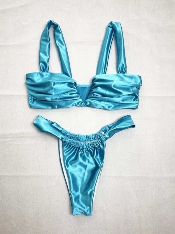 Fashion Women's Solid Color Smooth Bikini Set-[Adult]-[Female]-2022 Online Blue Zone Planet