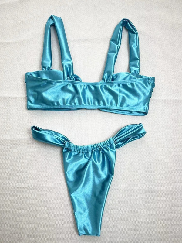 Fashion Women's Solid Color Smooth Bikini Set-[Adult]-[Female]-2022 Online Blue Zone Planet