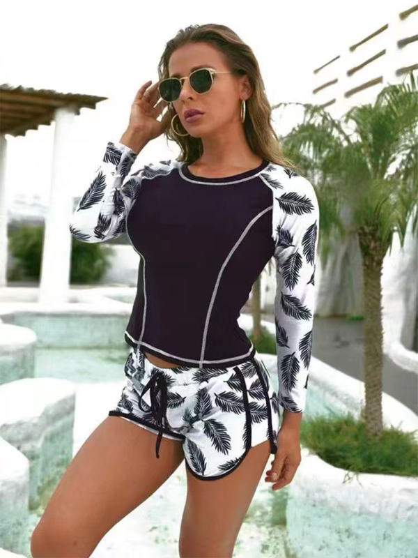 Diving surfing suit long sleeve fashion sunscreen printed split swimsuit clothing-TOPS / DRESSES-[Adult]-[Female]-Pattern3-S-2022 Online Blue Zone Planet