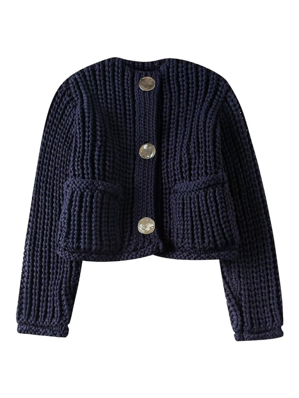 Chunky Needle Long Sleeve Knitted Jacket-[Adult]-[Female]-Champlain color-XS-2022 Online Blue Zone Planet