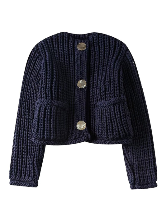 Chunky Needle Long Sleeve Knitted Jacket-[Adult]-[Female]-Champlain color-XS-2022 Online Blue Zone Planet