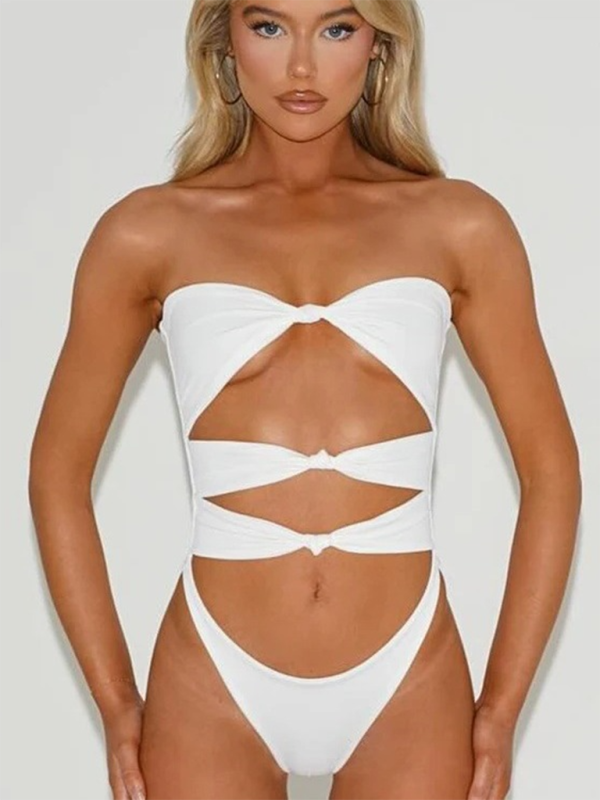 New sexy fashion hollow solid color one-piece bikini-[Adult]-[Female]-White-S-2022 Online Blue Zone Planet