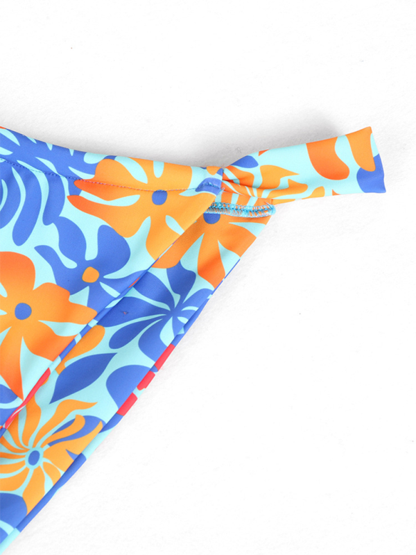 New two-piece swimsuit four-piece backless printed bikini-[Adult]-[Female]-2022 Online Blue Zone Planet