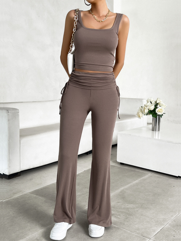 Women's casual solid color slim fit vest trousers suit-[Adult]-[Female]-2022 Online Blue Zone Planet