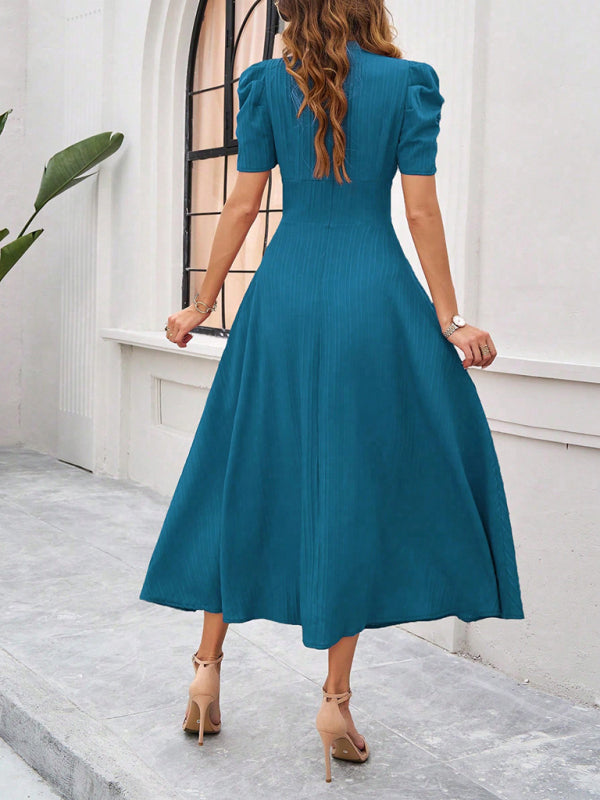 Women's elegant solid color waist dress-[Adult]-[Female]-2022 Online Blue Zone Planet