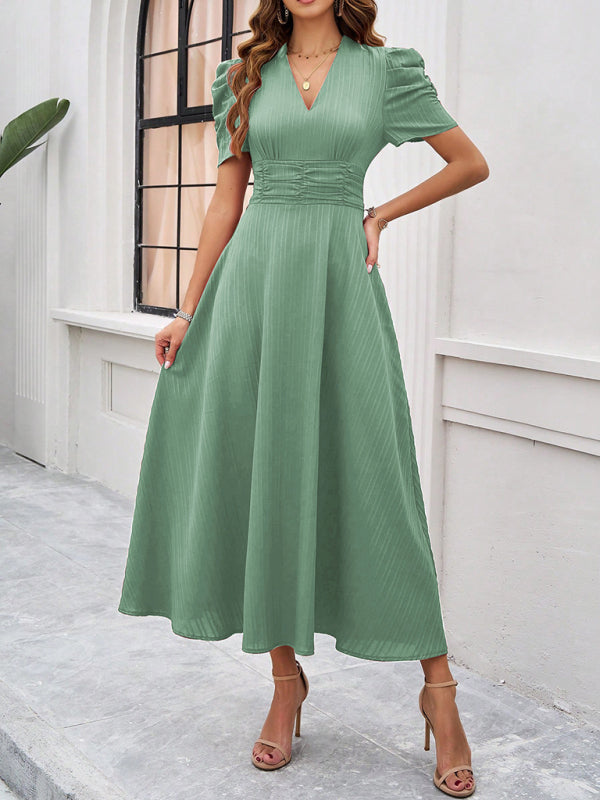Nina's Elegant Solid Color High Waist Midi Dress Nina's Elegant Solid Color High Waist Midi Dress