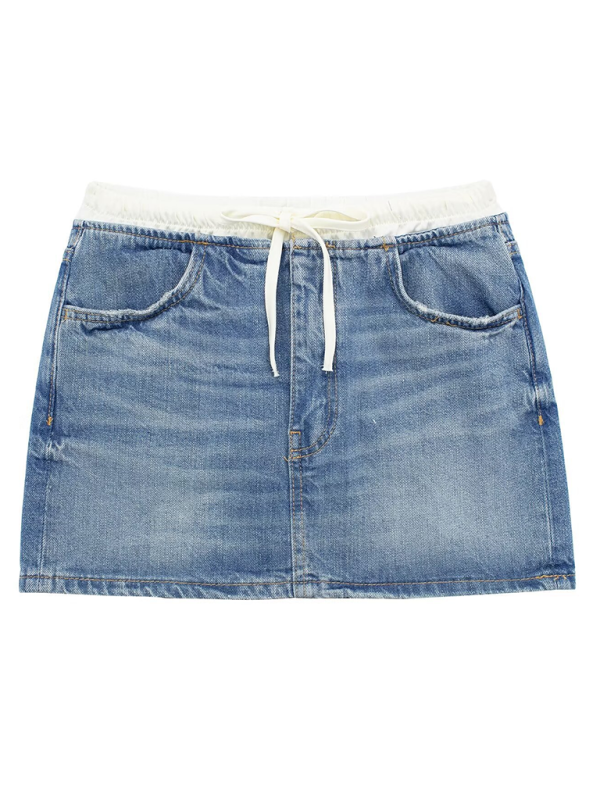 patchwork denim skirt-TOPS / DRESSES-[Adult]-[Female]-Blue-XS-2022 Online Blue Zone Planet