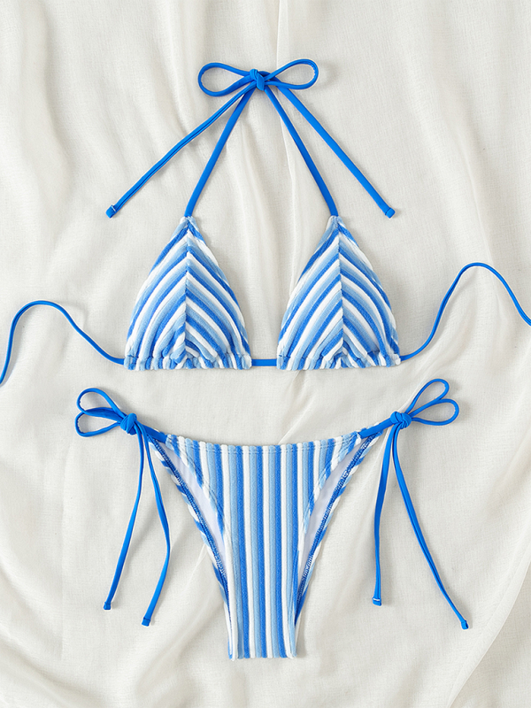 Halter neck bikini summer beach vacation swimsuit-TOPS / DRESSES-[Adult]-[Female]-Blue-XS-2022 Online Blue Zone Planet