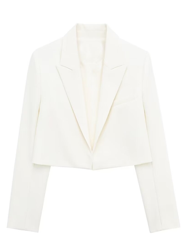 elegant short long-sleeved suit jacket-[Adult]-[Female]-Cream-XS-2022 Online Blue Zone Planet