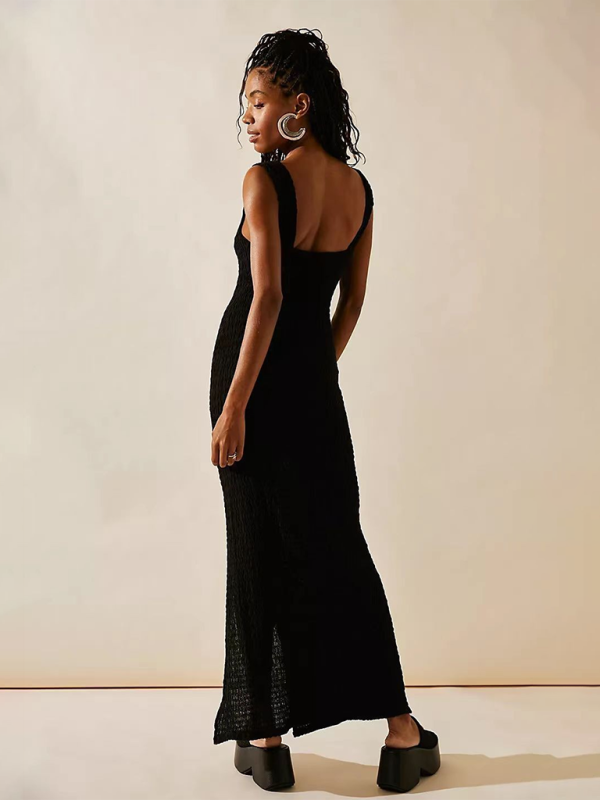 Sara's Solid Color Waist Slit Maxi Dress - Blue Zone Planet Sara's Solid Color Waist Slit Maxi Dress - Blue Zone Planet