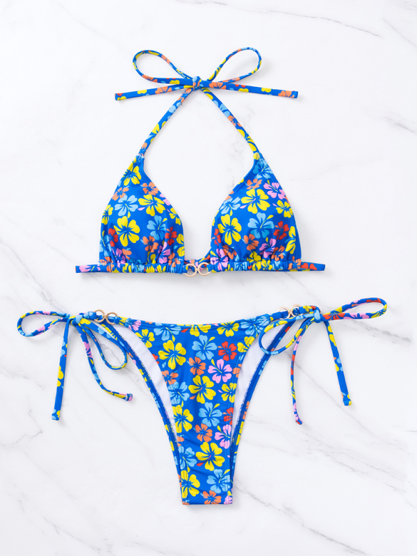 Triangle Cup Printed Lace-Up Sexy Bikini Swimsuit-[Adult]-[Female]-2022 Online Blue Zone Planet