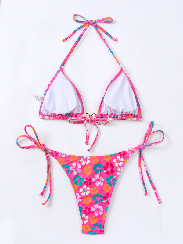 Triangle Cup Printed Lace-Up Sexy Bikini Swimsuit-[Adult]-[Female]-2022 Online Blue Zone Planet