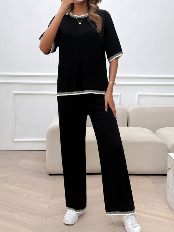 New spring and summer casual temperament sweater and trousers suit-[Adult]-[Female]-Black-S-2022 Online Blue Zone Planet