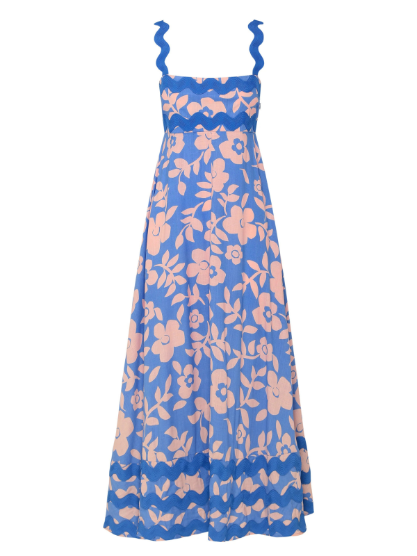 Mia's Small Floral Wave Sling A-line Midi Dress-TOPS / DRESSES-[Adult]-[Female]-2022 Online Blue Zone Planet