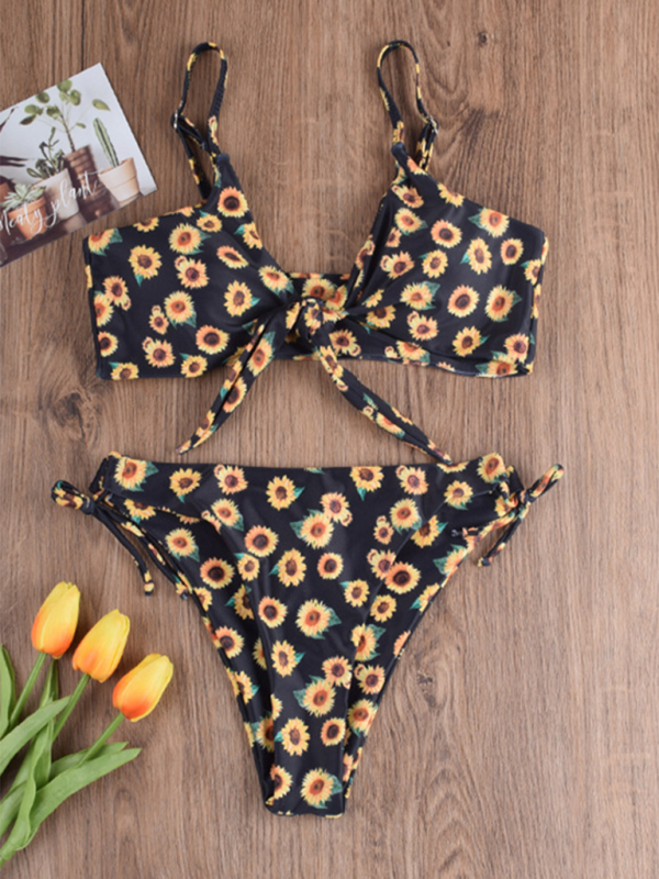 New sexy two-piece swimsuit love sunflower print bikini-[Adult]-[Female]-2022 Online Blue Zone Planet