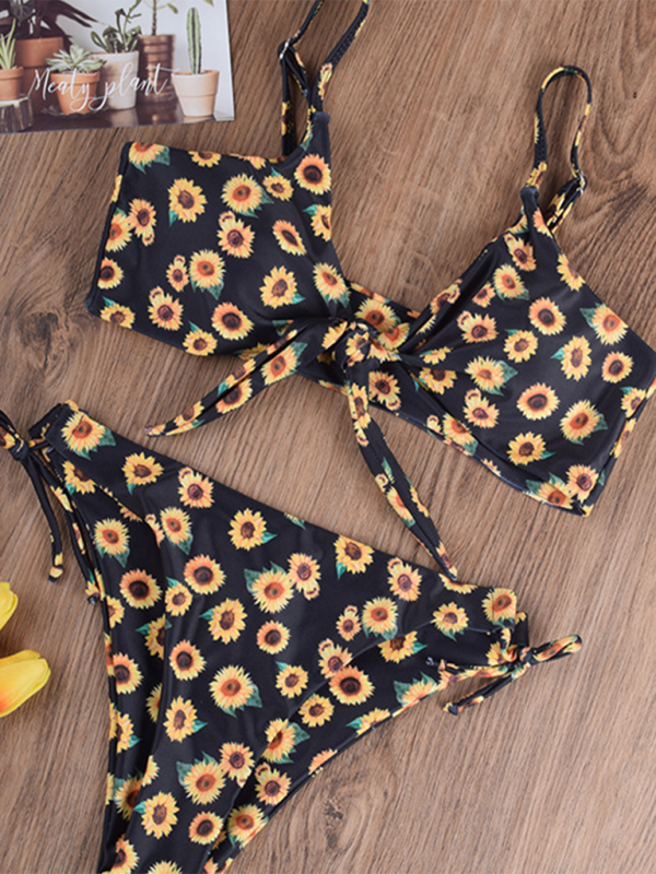 New sexy two-piece swimsuit love sunflower print bikini-[Adult]-[Female]-2022 Online Blue Zone Planet