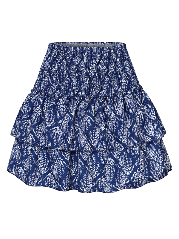 Blue Zone Planet | Women's skirt pleated skirt ruffled printed skirt able floral short skirt-TOPS / DRESSES-[Adult]-[Female]-2022 Online Blue Zone Planet