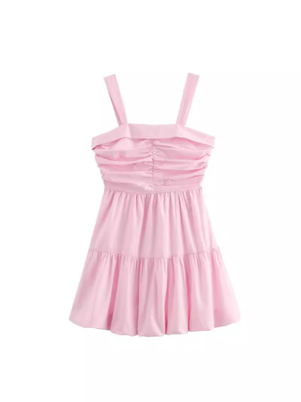 able design ruffled suspender short dress-[Adult]-[Female]-Pink-XS-2022 Online Blue Zone Planet