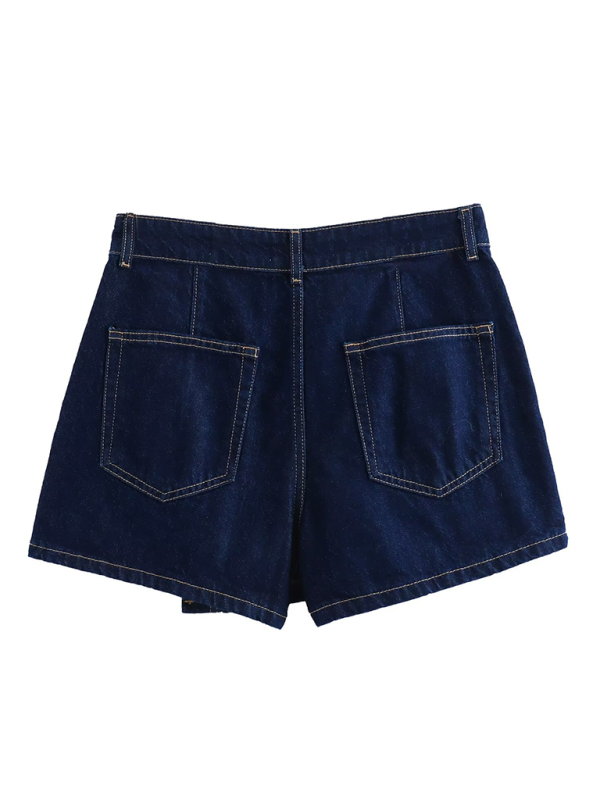 retro pocket trim short denim shirt/shorts-[Adult]-[Female]-2022 Online Blue Zone Planet