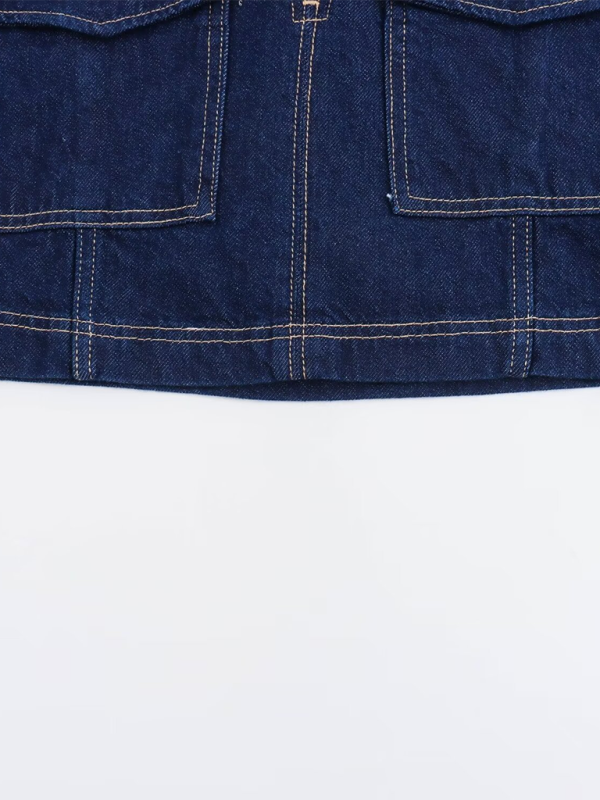 retro pocket trim short denim shirt/shorts-[Adult]-[Female]-2022 Online Blue Zone Planet