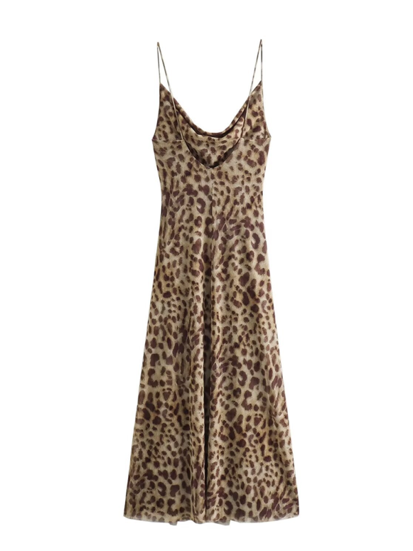 able and elegant animal print sexy backless suspender dress-[Adult]-[Female]-2022 Online Blue Zone Planet