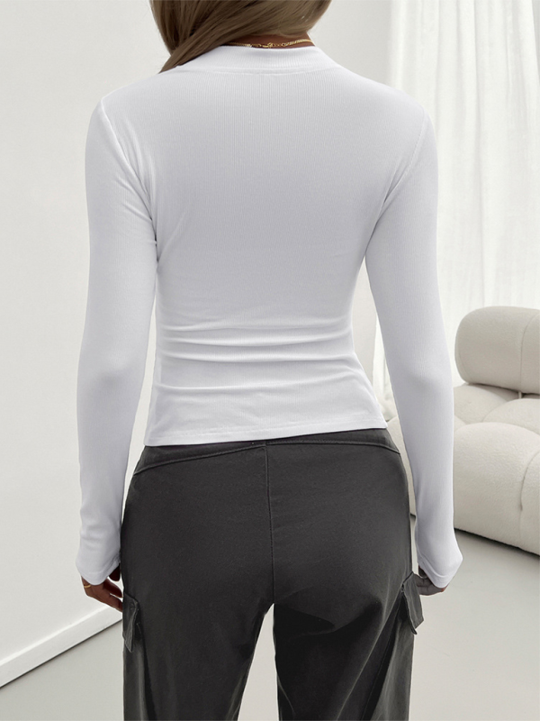 Women's Y2k Temperament Slim Round Neck Long Sleeve Top-[Adult]-[Female]-2022 Online Blue Zone Planet