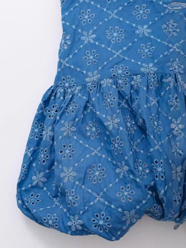 Blue Zone Planet | hollow embroidery mini spaghetti strap dress-TOPS / DRESSES-[Adult]-[Female]-2022 Online Blue Zone Planet