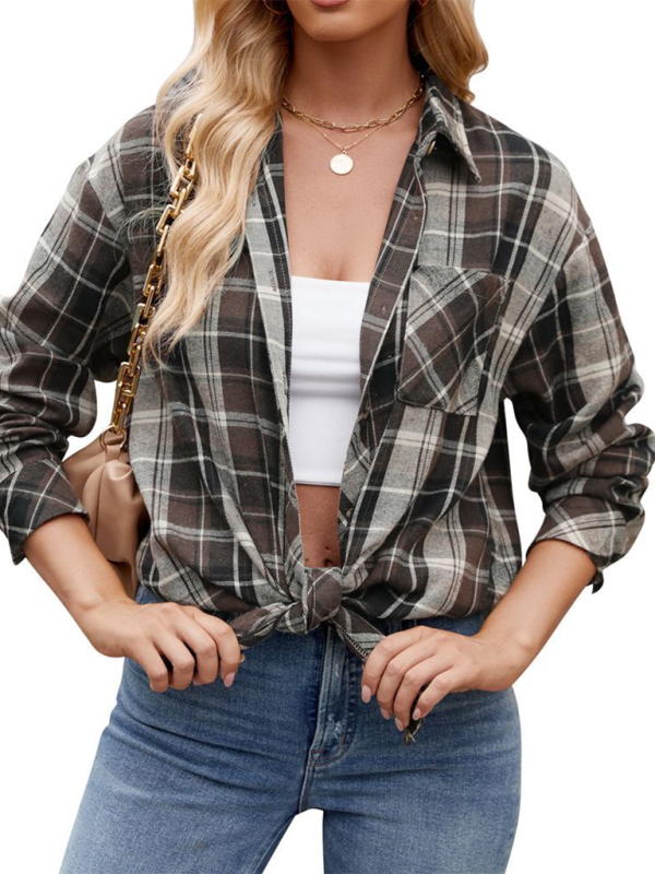 fashion hot girl loose plaid shirt-[Adult]-[Female]-2022 Online Blue Zone Planet