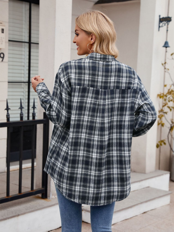 fashion hot girl loose plaid shirt-[Adult]-[Female]-2022 Online Blue Zone Planet