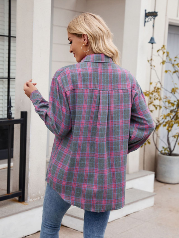 fashion hot girl loose plaid shirt-[Adult]-[Female]-2022 Online Blue Zone Planet