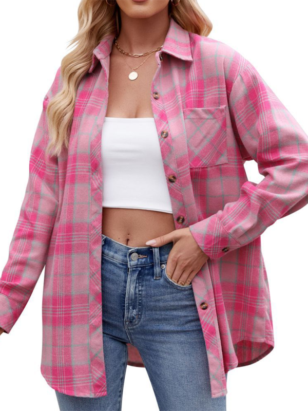 fashion hot girl loose plaid shirt-[Adult]-[Female]-2022 Online Blue Zone Planet