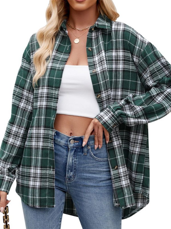 fashion street loose plaid shirt-[Adult]-[Female]-2022 Online Blue Zone Planet