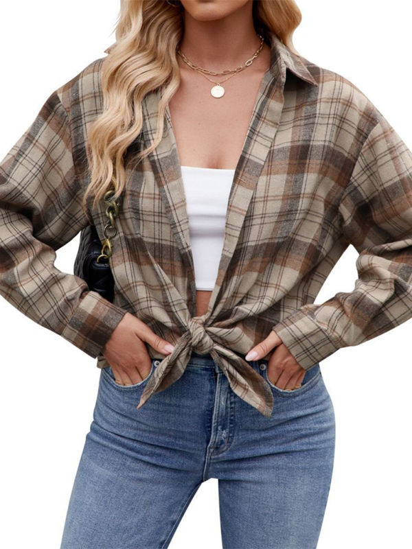 fashion street loose plaid shirt-[Adult]-[Female]-2022 Online Blue Zone Planet