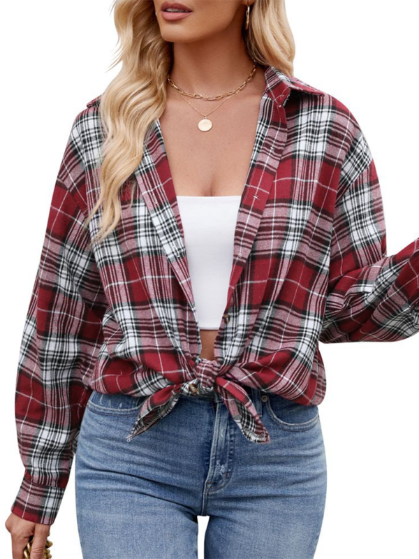 fashion street loose plaid shirt-[Adult]-[Female]-2022 Online Blue Zone Planet