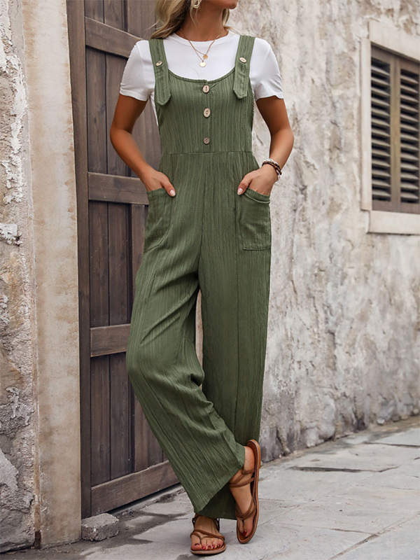 texture loose pleated overalls-[Adult]-[Female]-2022 Online Blue Zone Planet