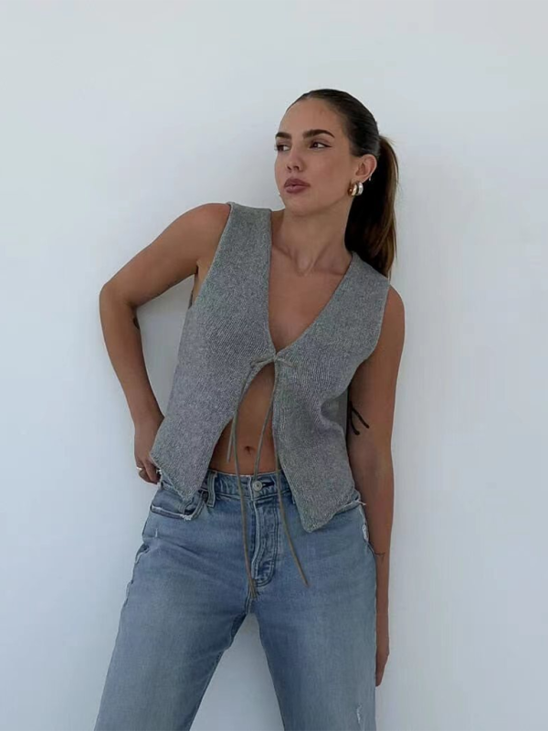 Blue Zone Planet | New sexy able and comfortable rope woolen vest-TOPS / DRESSES-[Adult]-[Female]-2022 Online Blue Zone Planet