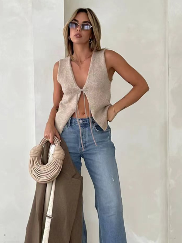 Blue Zone Planet | New sexy able and comfortable rope woolen vest-TOPS / DRESSES-[Adult]-[Female]-2022 Online Blue Zone Planet