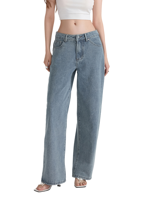 Blue Zone Planet | Bow Embroidered Casual Non-Stretch Straight Trousers-TOPS / DRESSES-[Adult]-[Female]-Clear blue-S-2022 Online Blue Zone Planet