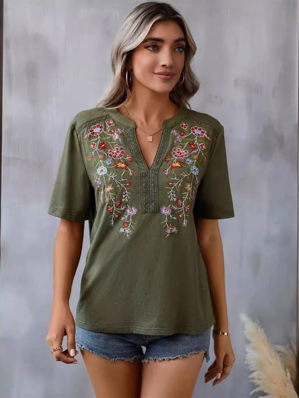 New women's fashion embroidery stitching lace top-[Adult]-[Female]-2022 Online Blue Zone Planet