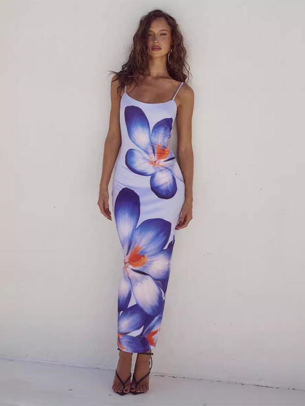 New fashion print multi-color temperament sling street style hip dress-[Adult]-[Female]-2022 Online Blue Zone Planet
