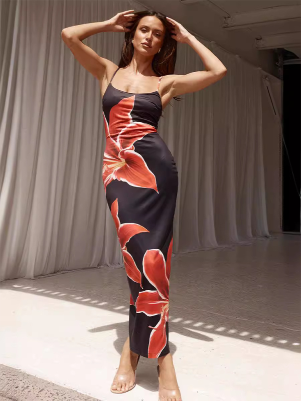 New fashion print multi-color temperament sling street style hip dress-[Adult]-[Female]-2022 Online Blue Zone Planet