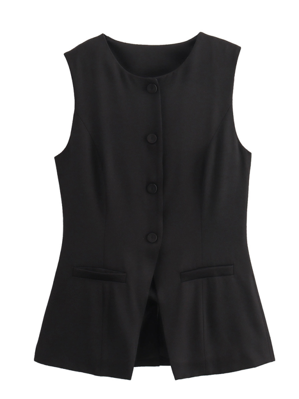 Ladies casual new V-neck single-breasted slim vest + shorts fashion suit-TOPS / DRESSES-[Adult]-[Female]-2022 Online Blue Zone Planet