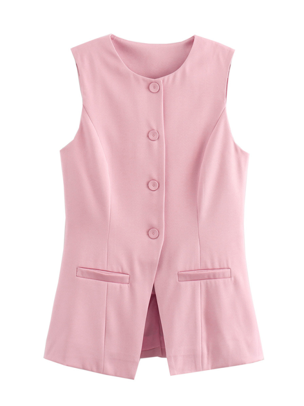 Ladies casual new V-neck single-breasted slim vest + shorts fashion suit-TOPS / DRESSES-[Adult]-[Female]-2022 Online Blue Zone Planet