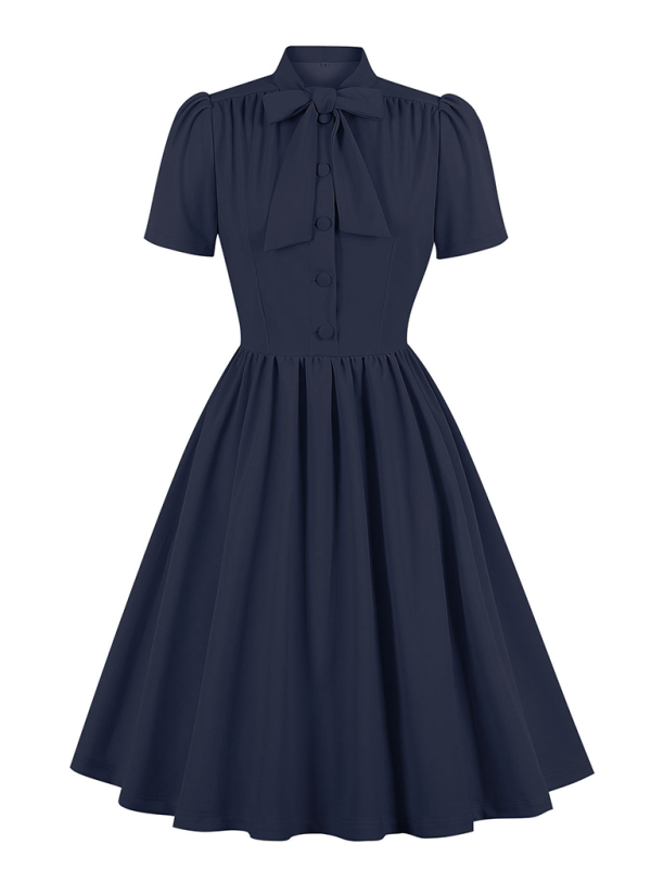 solid color lace-up swing dress-[Adult]-[Female]-Champlain color-S-2022 Online Blue Zone Planet