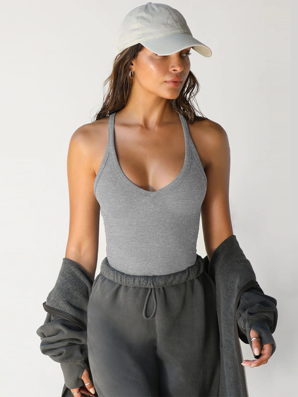 knitted vest for women slim fit inner top-TOPS / DRESSES-[Adult]-[Female]-Flecking gray-S-2022 Online Blue Zone Planet
