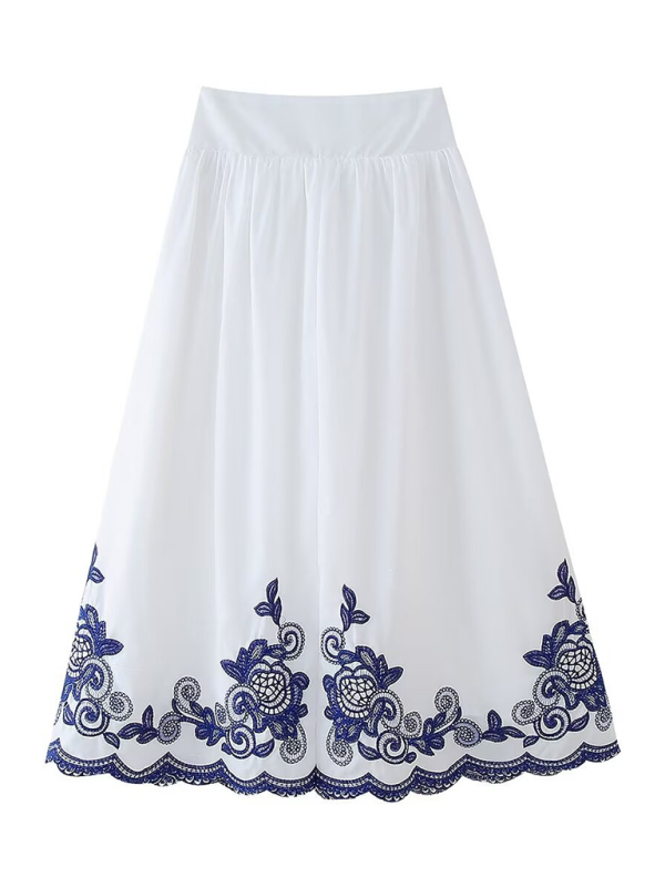 Ladies embroidered contrast skirt-TOPS / DRESSES-[Adult]-[Female]-Skirt-XS-2022 Online Blue Zone Planet